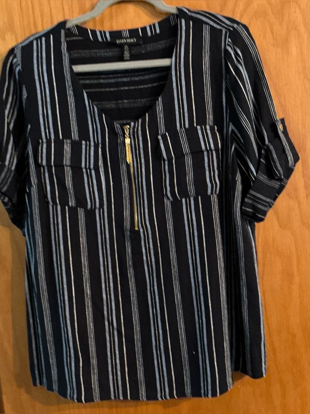 Ellen Tracy Navy with White Stripe Knit Top